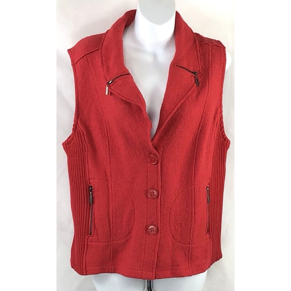 Vintage Lana Lee Wool Cardigan Sweater Vest 12 Red Zippers Punk Rock 90's